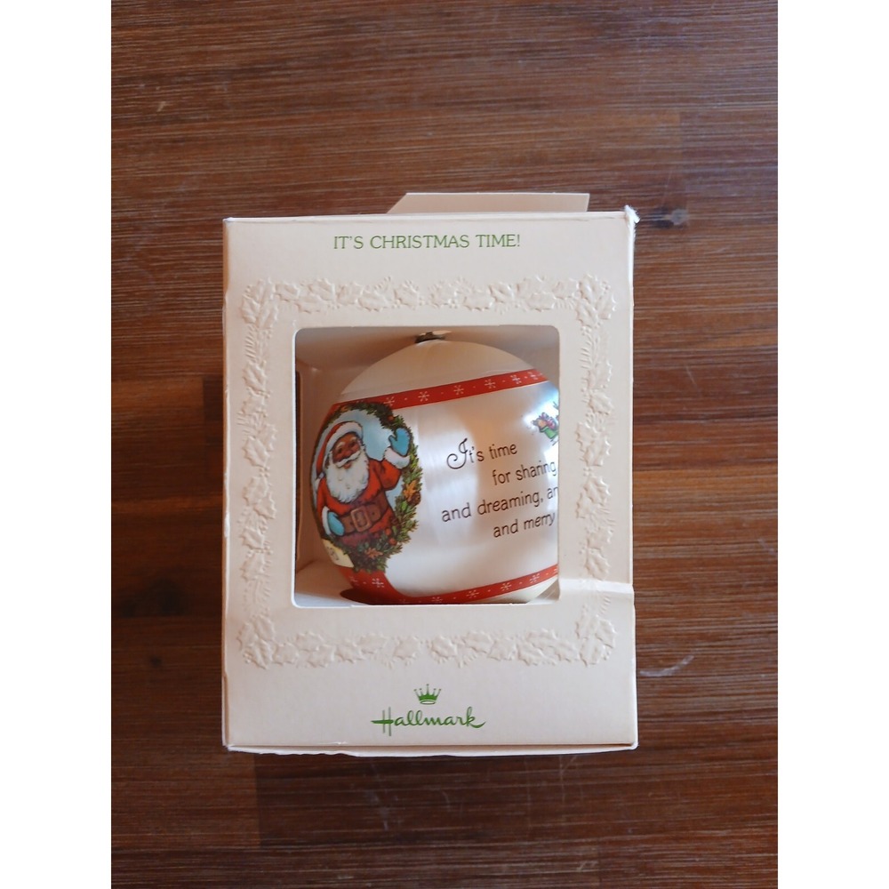 Vintage‎ Hallmark Christmas Ornament It's Christmas Time Ball Bulb ZC4